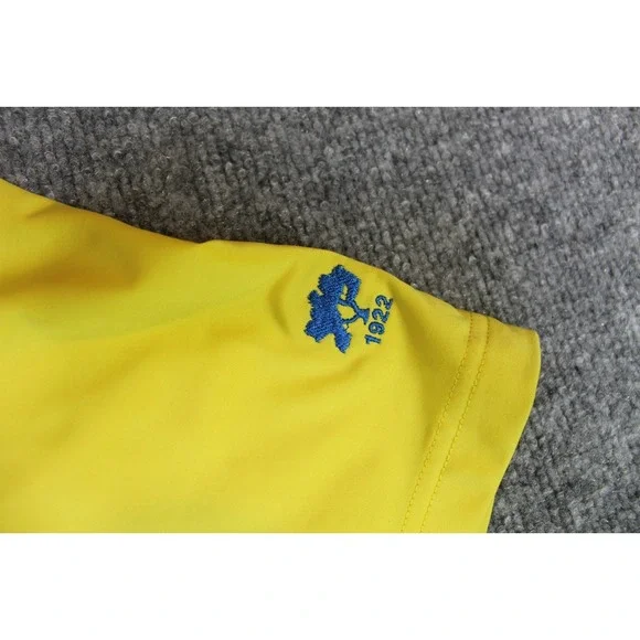 Footjoy Men's Short Sleeve Golf Polo Shirt Yellow Blue Stripes Medium WCC - Picture 3 of 6